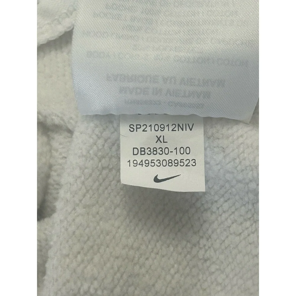 Nike Air Fleece Pullover Cropped Hoodie White with Black Spellout Logo Size XL